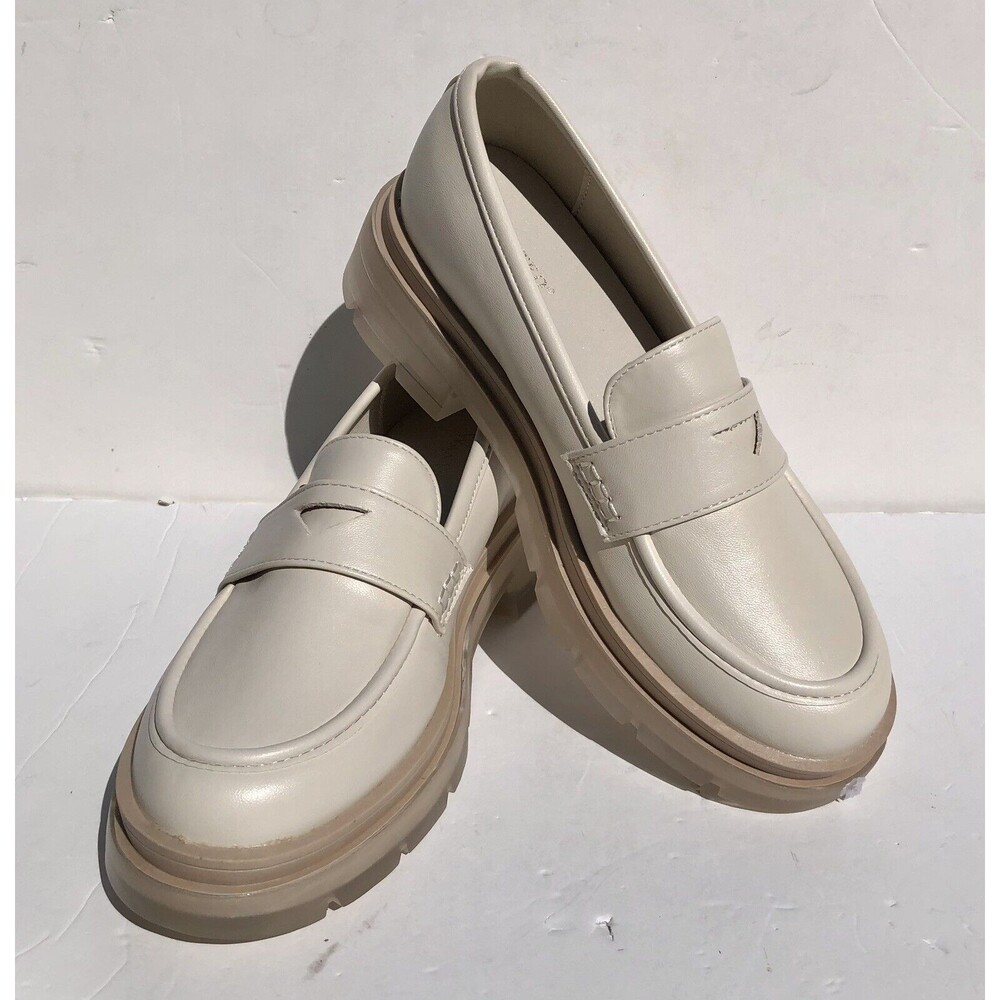 Wanted Women's Shoes Mocha 6.5 Chunky Loafers Ivory Moccasins Syntetic Leather